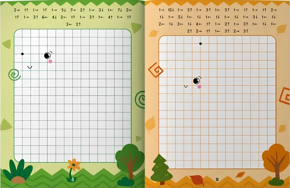 Move on the squares. Coloring book with tasks