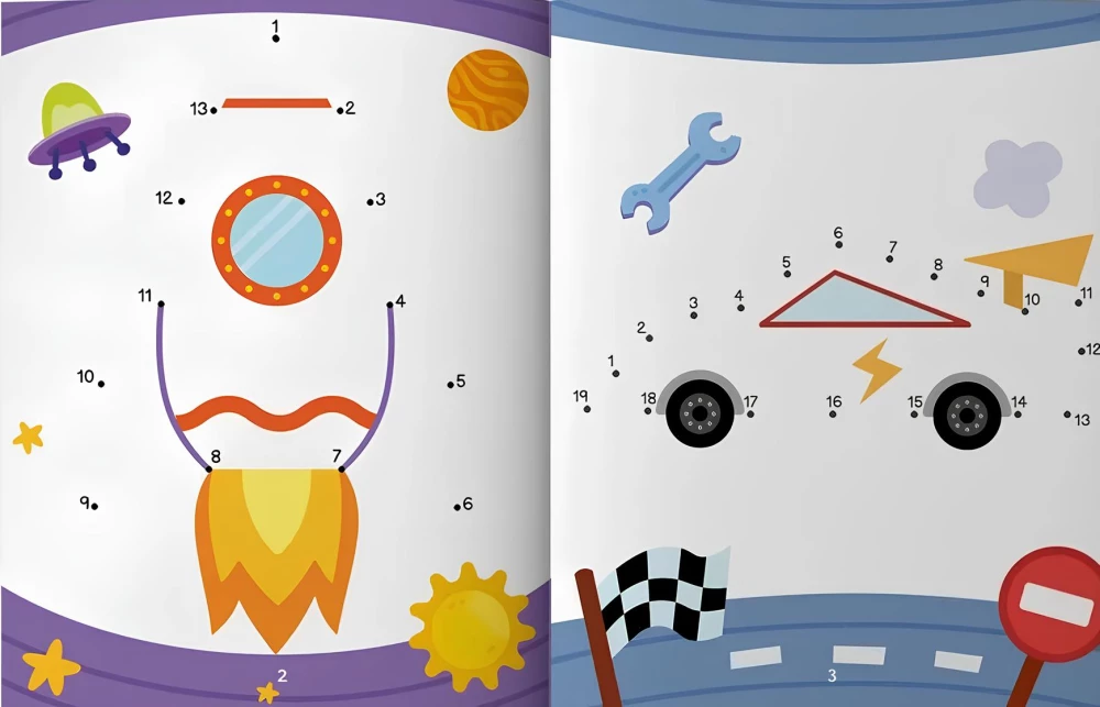 Circle by the numbers. Coloring book with tasks