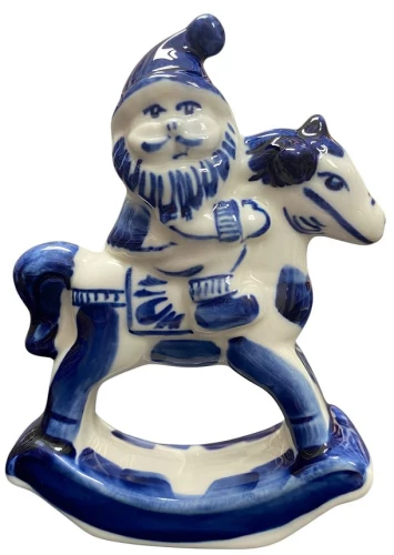 Figur - Der Weihnachtsmann auf dem Pferd, Gzhel