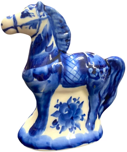 Figur - Pferd. Reiterin, Gzhel