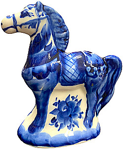 Figure - Horse. Rider, Gzhel