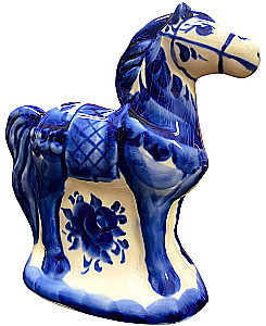 Figure - Horse. Rider, Gzhel