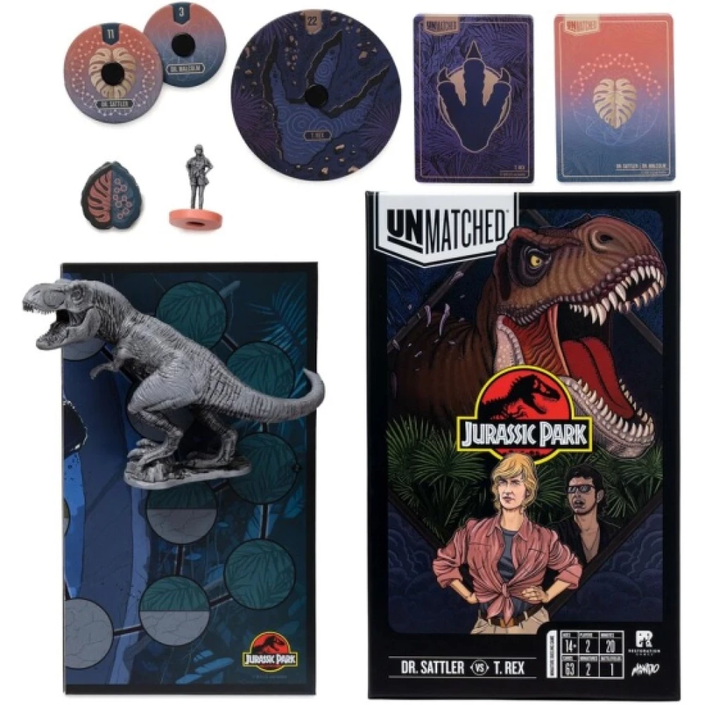 Lauamäng - Unmatched. Jurassic Park. Dr. Sattler vs T. Rex + reeglid eesti keeles
