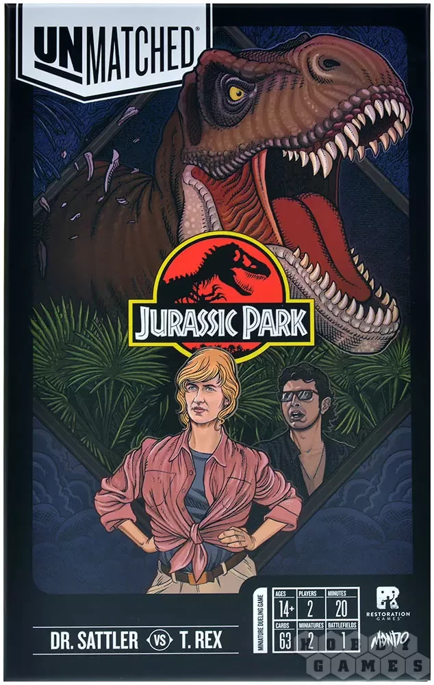 Lauamäng - Unmatched. Jurassic Park. Dr. Sattler vs T. Rex + reeglid eesti keeles
