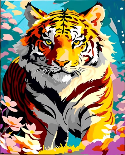 Glezna pēc numuriem - Rāpojošs tigers, ar zeltu