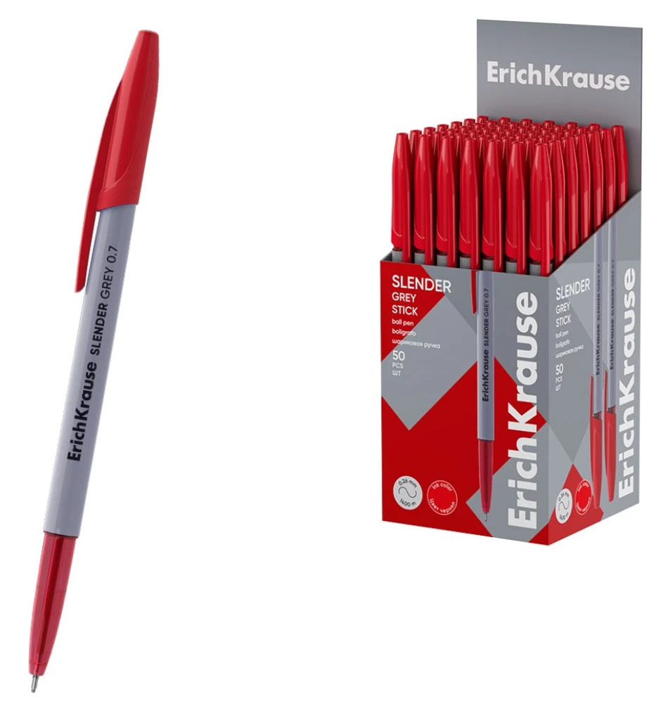 Rokas pildspalva - Slender Stick Grey, sarkana