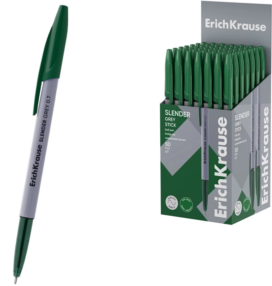 Šariko pildspalva - Slender Stick Grey, zaļa