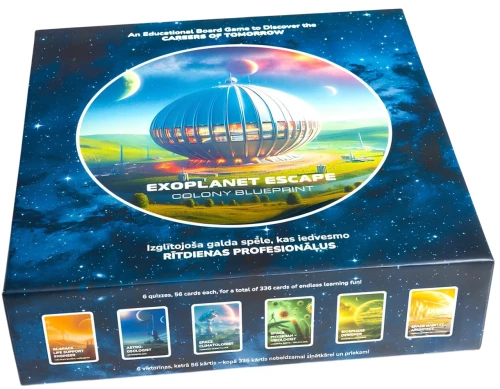 Brettspiel - Exoplanet Escape (Flucht von einem Exoplaneten), auf Lettisch und Englisch