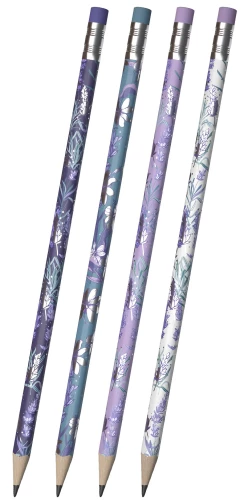 Zīmulis melnā grafīta - Lavender, trīsstūrveida, ar dzēšgumiju, dažādās krāsās