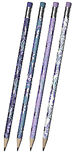 Zīmulis melnā grafīta - Lavender, trīsstūrveida, ar dzēšgumiju, dažādās krāsās