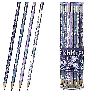 Zīmulis melnā grafīta - Lavender, trīsstūrveida, ar dzēšgumiju, dažādās krāsās