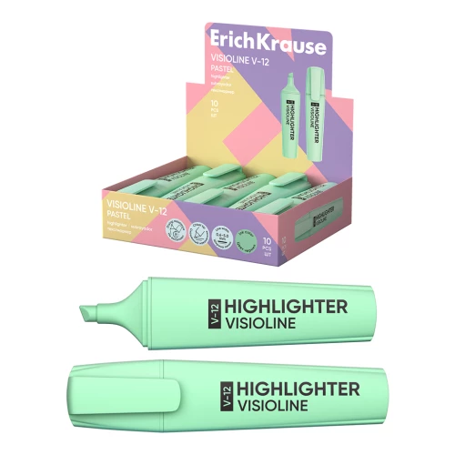 Tekstmarķieris ErichKrause Visioline V-12 Pastel, tintes krāsa - zaļa