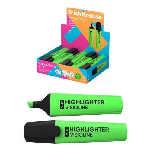 Tekstmarķieris ErichKrause Visioline V-12 Neon, tintes krāsa - zaļa