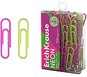 Скрепки металлические с виниловым покрытием - Neon, разноцветные