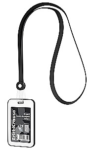 Vertikaler Badge mit Silikonband, schwarz