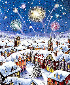Numbered painting 40x50 cm - Fireworks over the city, LED backlight