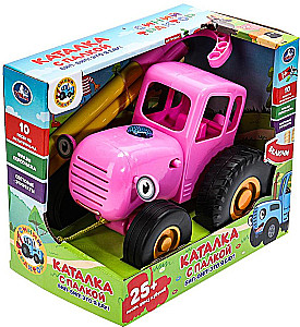 Wózek z patykiem NIEBIESKI TRAKTOR