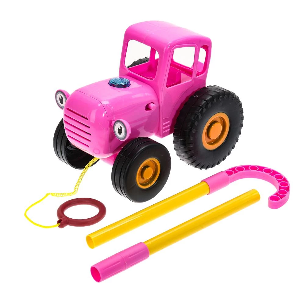 Wózek z patykiem NIEBIESKI TRAKTOR
