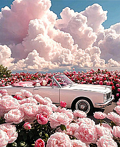 Diamantmalerei nach Zahlen 40x50 cm - Cabriolet in rosa Farben