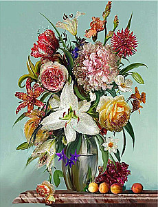 Diamantmalerei nach Zahlen 40x50 cm - Flieder. Blumen und Früchte