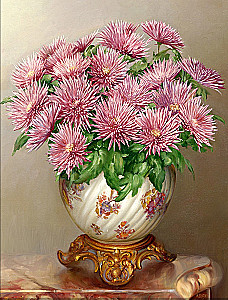 Zahlenbild mit Kristallen aus Kristall 40x50 cm - Flieder. Pinke Astern