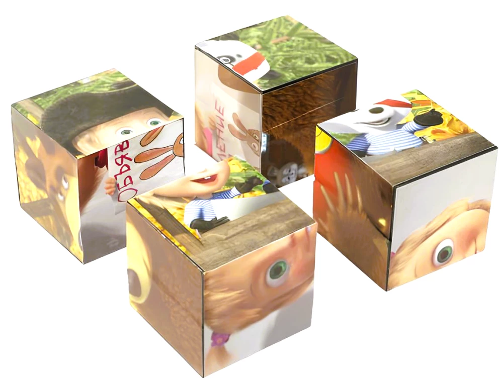 Mascha und der Bär. Set aus 4 Würfeln
