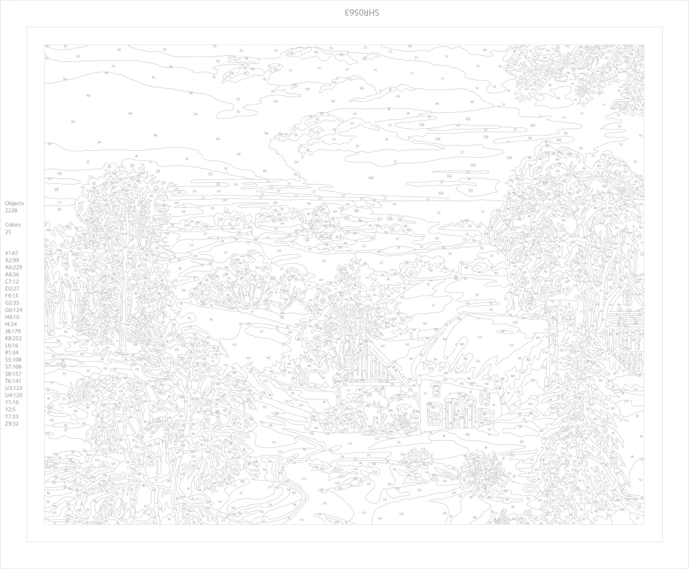 Bilder nach Zahlen mit Kristallen aus Kristall 40x50 cm - Winterlandschaft