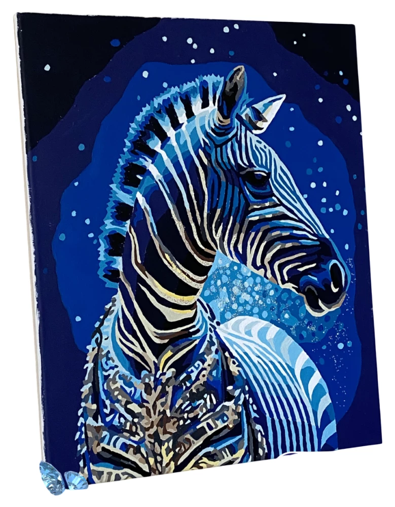 Painting by numbers with crystals 40x50 cm - Mythical zebra