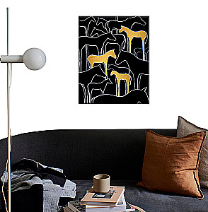 Glezna pēc numuriem melns audekls ar zeltu 40x50 cm - Zirdziņi