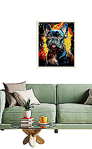 Numbered Painting Black Canvas with Gold Leaf 40x50 cm - French Bulldog