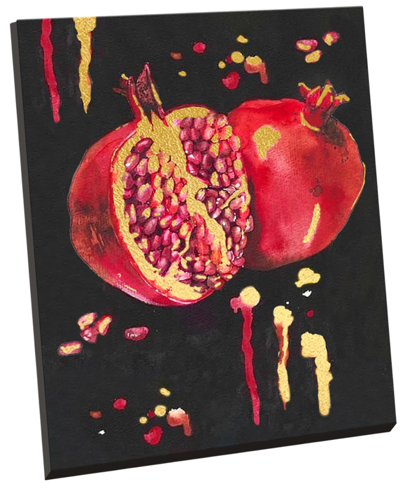 Number Painting with Gold Leaf 40x50 cm - Black Canvas Juicy Pomegranate