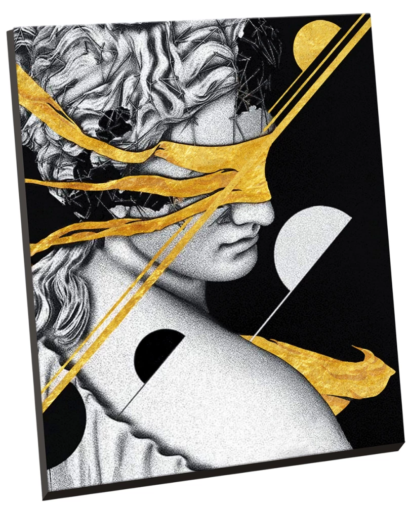 Numbered Painting with Gold Leaf 40x50 cm - Black Canvas Art