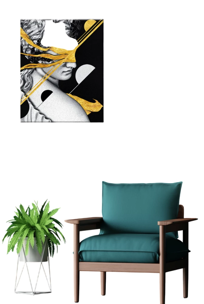 Numbered Painting with Gold Leaf 40x50 cm - Black Canvas Art