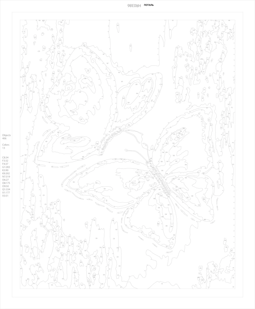 Numbrite maal koos kuldse lehega 40x50 cm - Sinised liblikad