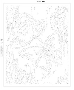 Numbrite maal koos kuldse lehega 40x50 cm - Sinised liblikad