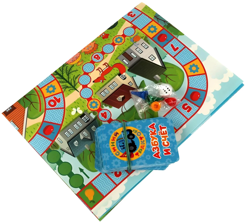 Interaktive Gesellschaftsspiel - Blauer Traktor. Alphabet und Zählen