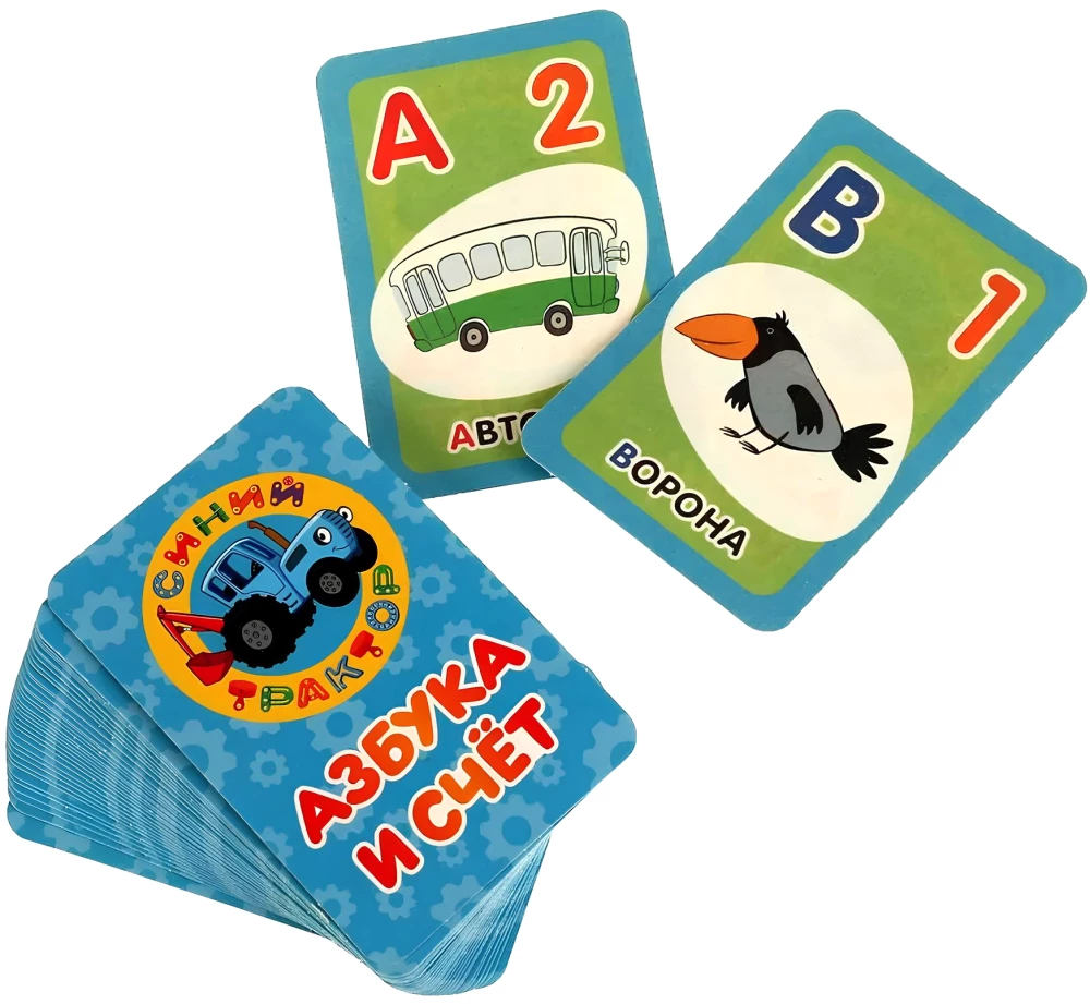 Interaktive Gesellschaftsspiel - Blauer Traktor. Alphabet und Zählen