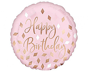 Фольгированный шар - Happy Birthday, розовый