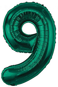 Foil Number Balloon 9, Green, 85 cm