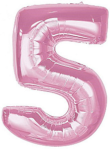 Foil number balloon 5, light pink, 92 cm
