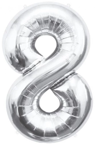 Fooliumballoon number 8, hõbedane, 85 cm