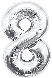 Fooliumballoon number 8, hõbedane, 85 cm