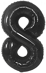 Fooliumballoon-number 8, matt must, 85 cm