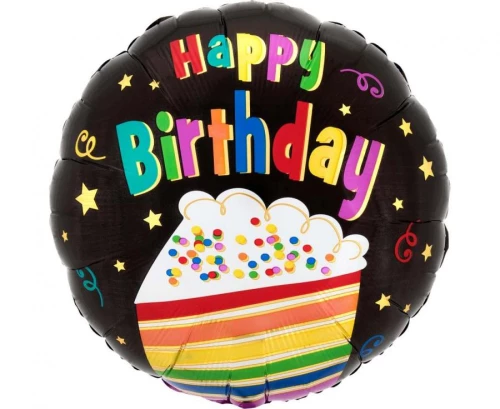 Fooliumballoon - Rainbow Cake – Palju õnne sünnipäevaks, 18"