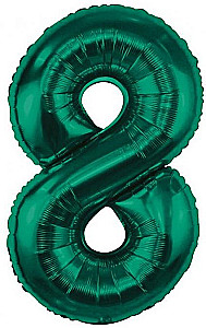 Foil Balloon Number 8, Green, 85 cm