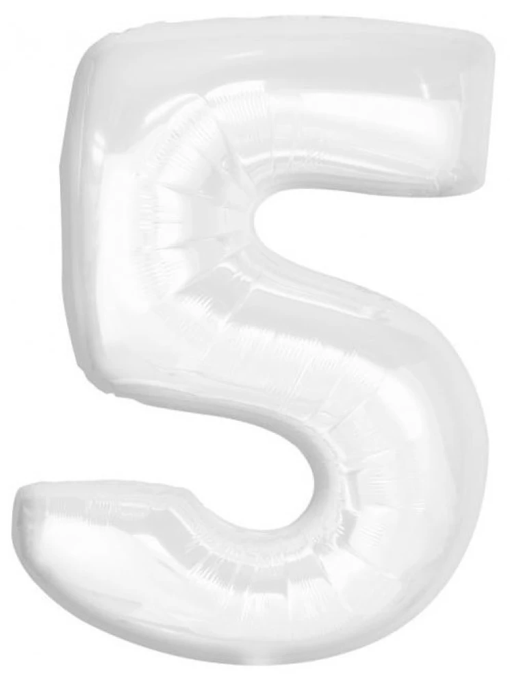 Folijas bumba-cipars 5, balta, 92 cm