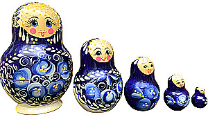 Matryoshka - Boyarynya Vyatskaya. Bulbous, 5 dolls, assorted
