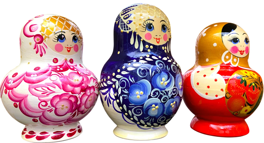 Matryoshka - Boyarynya Vyatskaya. Bulbous, 5 dolls, assorted