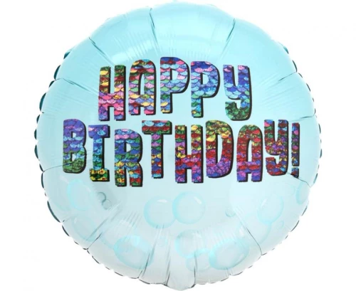 Fooliumballoon - Happy Birthday – Rainbow Sequins, 18"