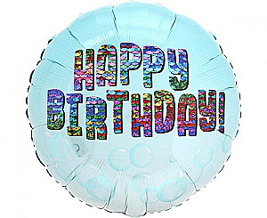 Фольгированный шар - Happy Birthday – Rainbow Sequins, 18"